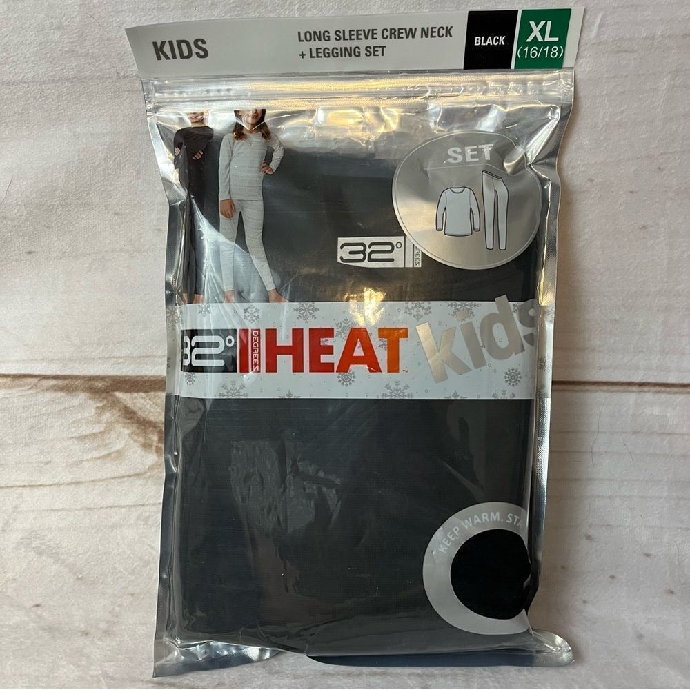 Kids Black 32 Degrees Long Sleeve Crew Neck & Legging Set Size XL (16/18)